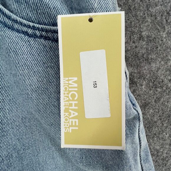 Michael Kors Jean Skirt Womens 14 Blue Denim Mini Button Front Casual Timeless - Picture 15 of 16